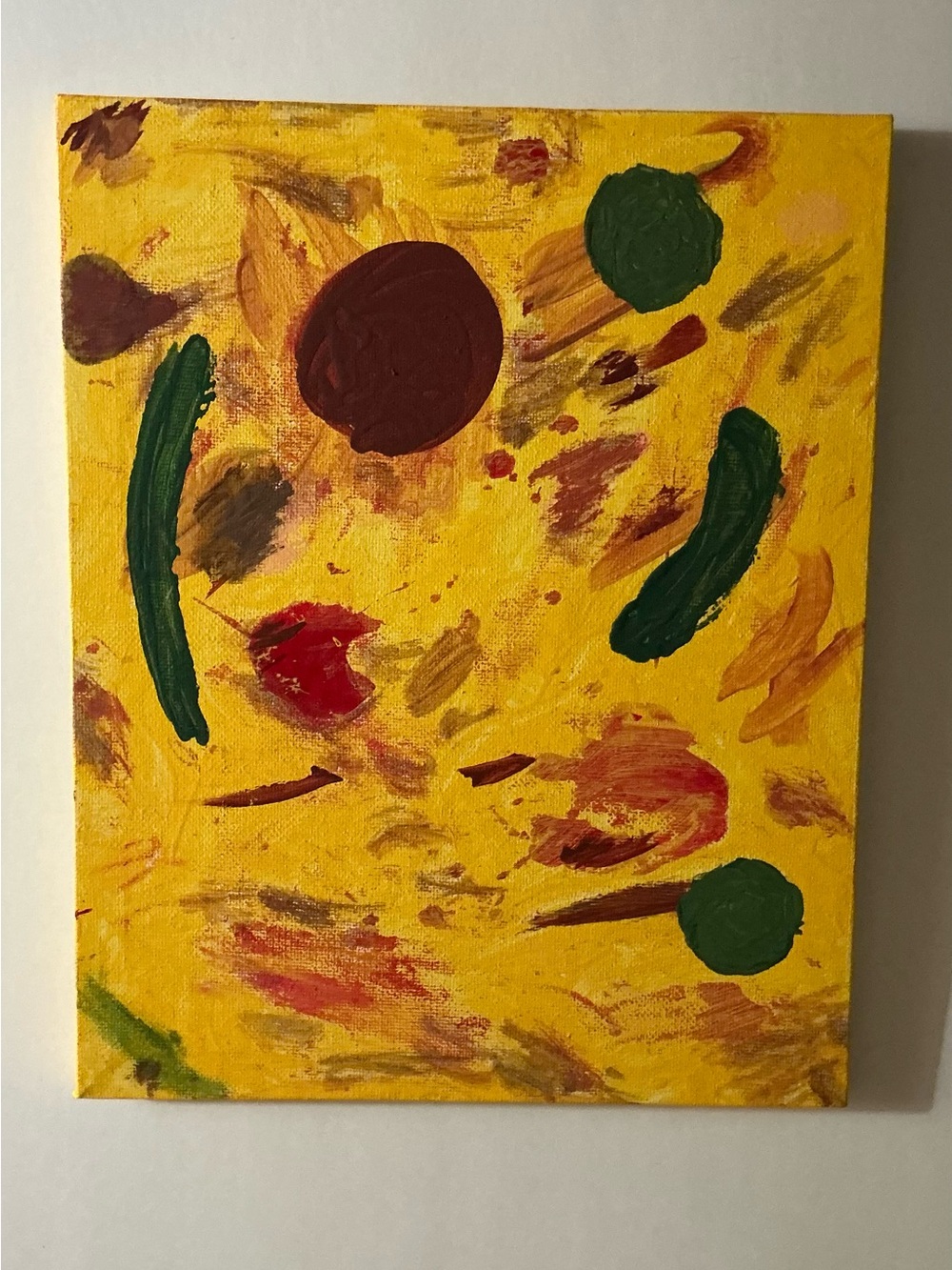 Paint Dried Up Tomato Sauce with almost Solid Cheese Pizza